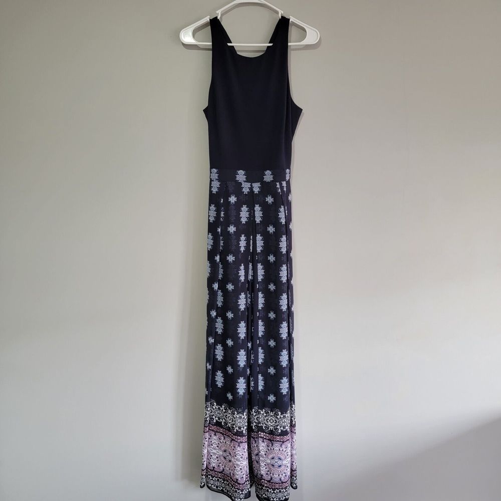 Vince Camuto Wide-Leg Belted  Multicolored Floral Zip Jumpsuit Sz 8‎